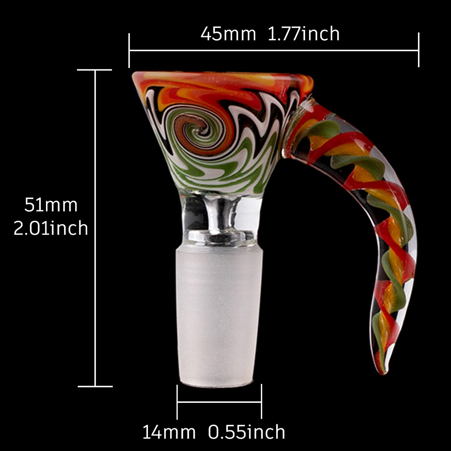 Single Horn Colorful Handle Glass Bowl Piece PT520