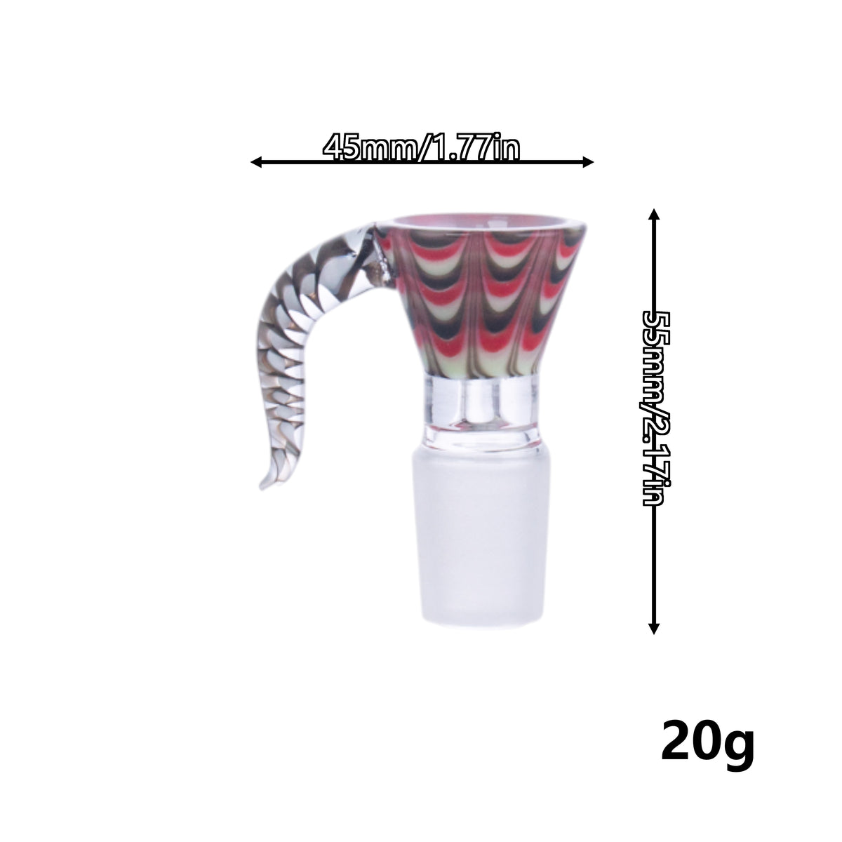 Horned Trumpet Glass Hookah Bowl, Frosted Joint, 14mm/18mm, PT1253(Random Color)