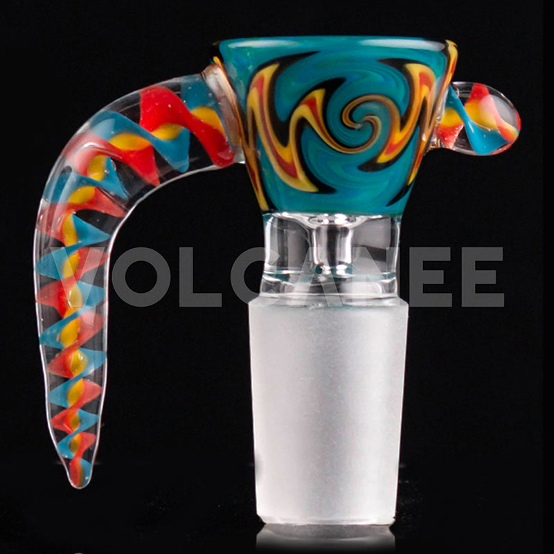Beaded Horn Shape Glass Bowl Piece with Frosted Joint PT2674