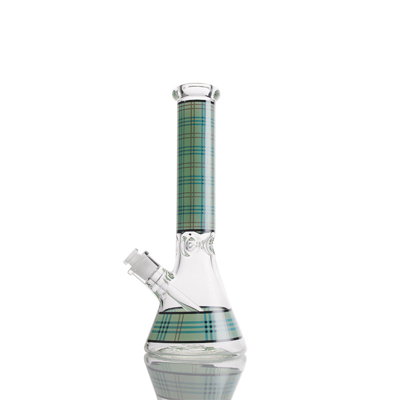 Lattice Texture Beaker Bong with Downstem and Glass Bowl