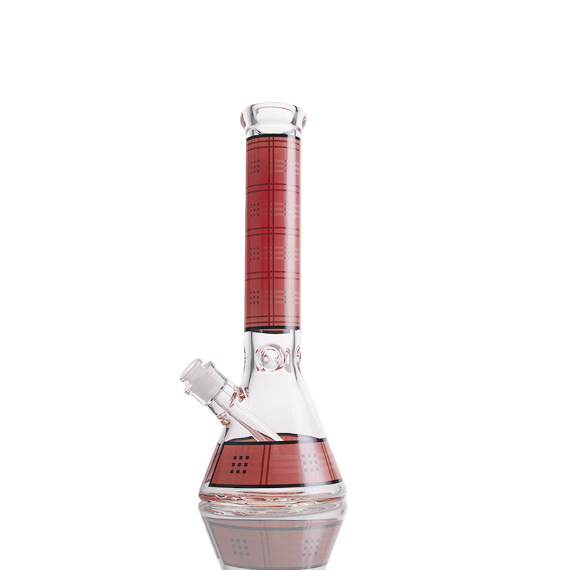 Lattice Texture Beaker Bong with Downstem and Glass Bowl