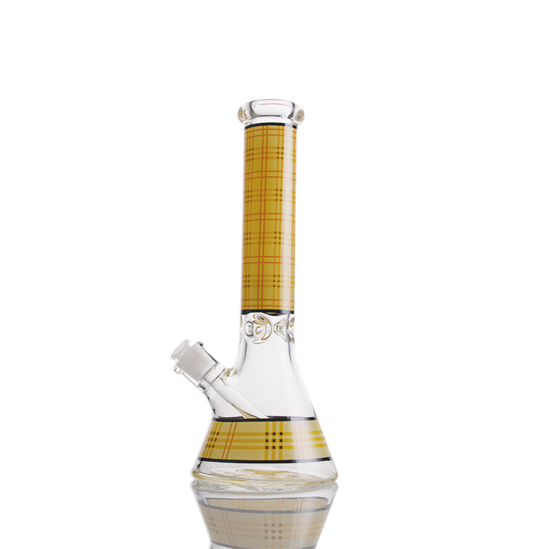 Lattice Texture Beaker Bong with Downstem and Glass Bowl