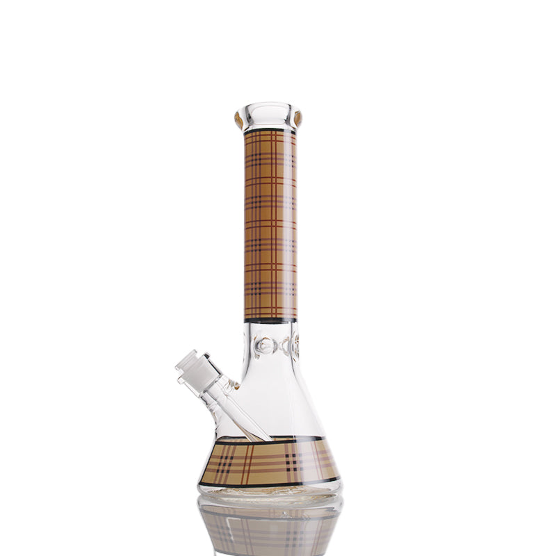 Lattice Texture Beaker Bong with Downstem and Glass Bowl