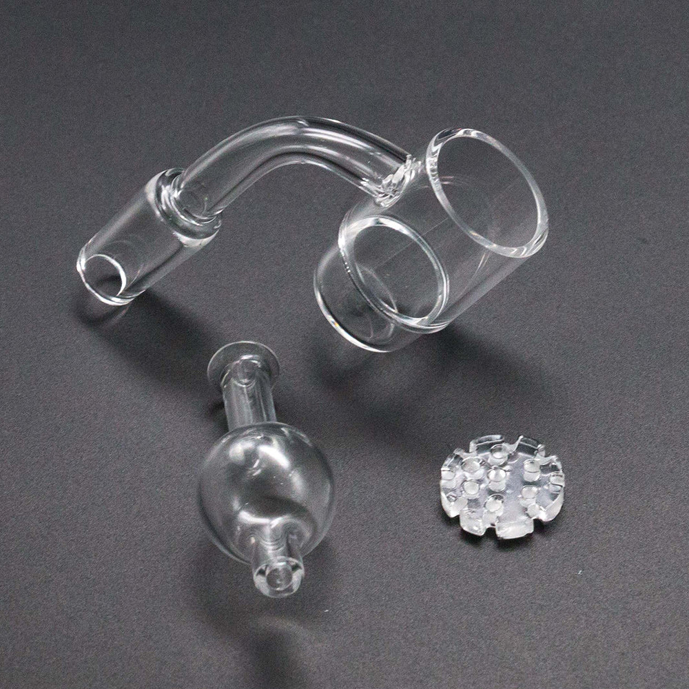 Volcanee Flat Top XL Quartz Banger with Snowflake Insert + Glass Carb Cap