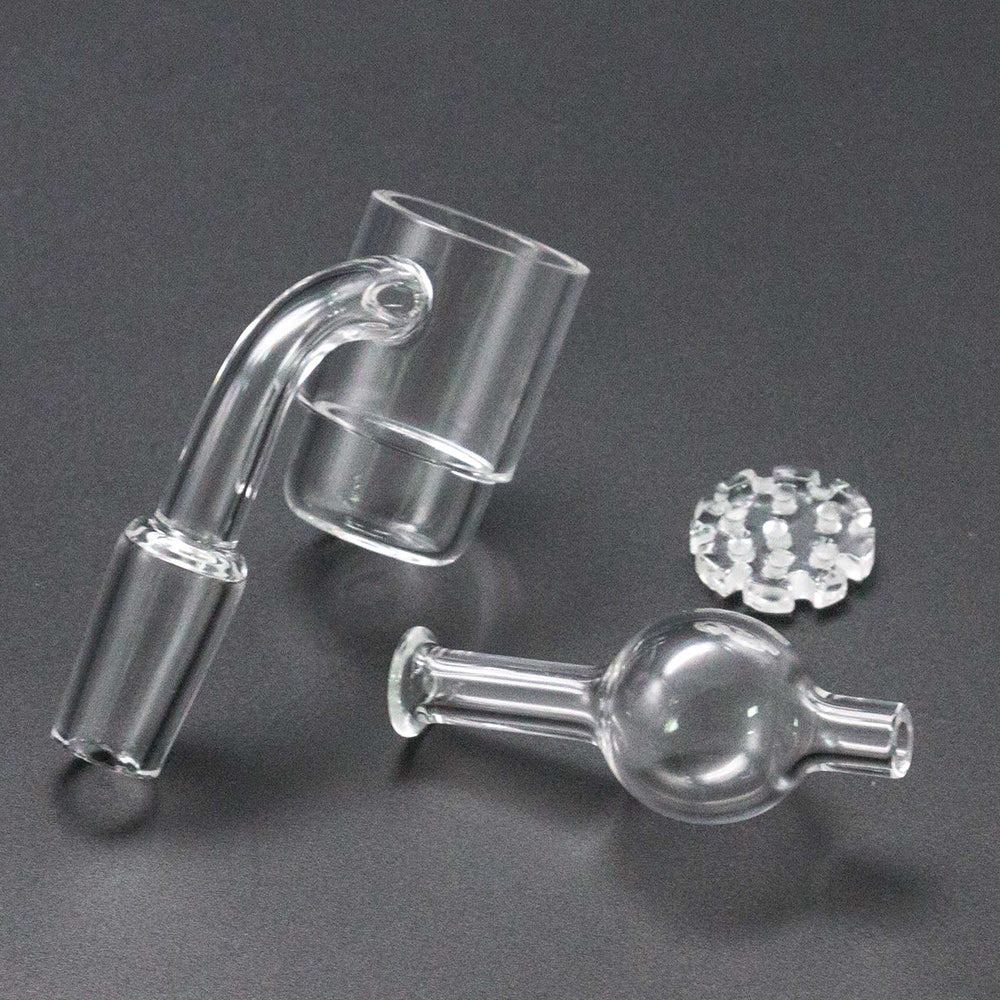 Volcanee Flat Top XL Quartz Banger with Snowflake Insert + Glass Carb Cap