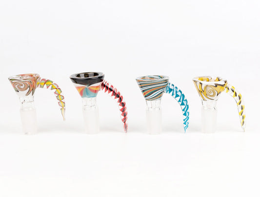 Newest 4 style 14mm bowl and 18mm glass bowl Male Joint Handle Beautiful Slide bowl piece smoking Accessories For Bongs Water Pipes