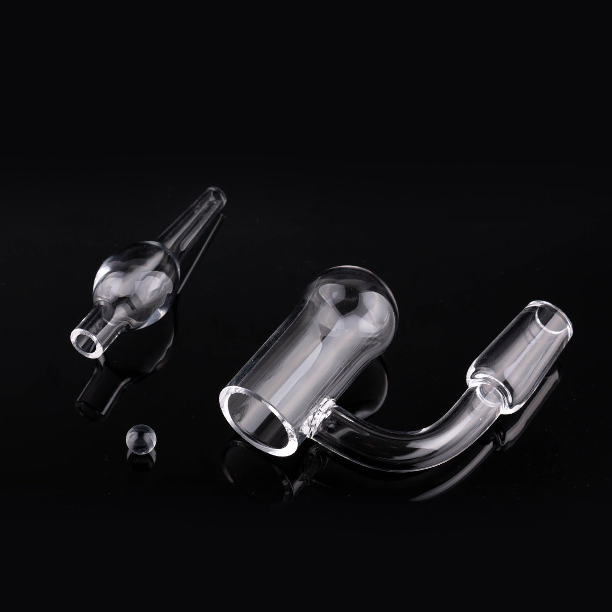 20mm Round Bottom Flat Top Quartz Banger with Carb Cap Terp Pearls