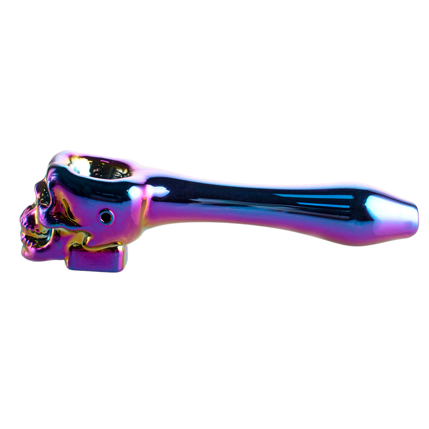 Glass Skull Tobacco Pipe - 100mm Hand Pipe YD4973