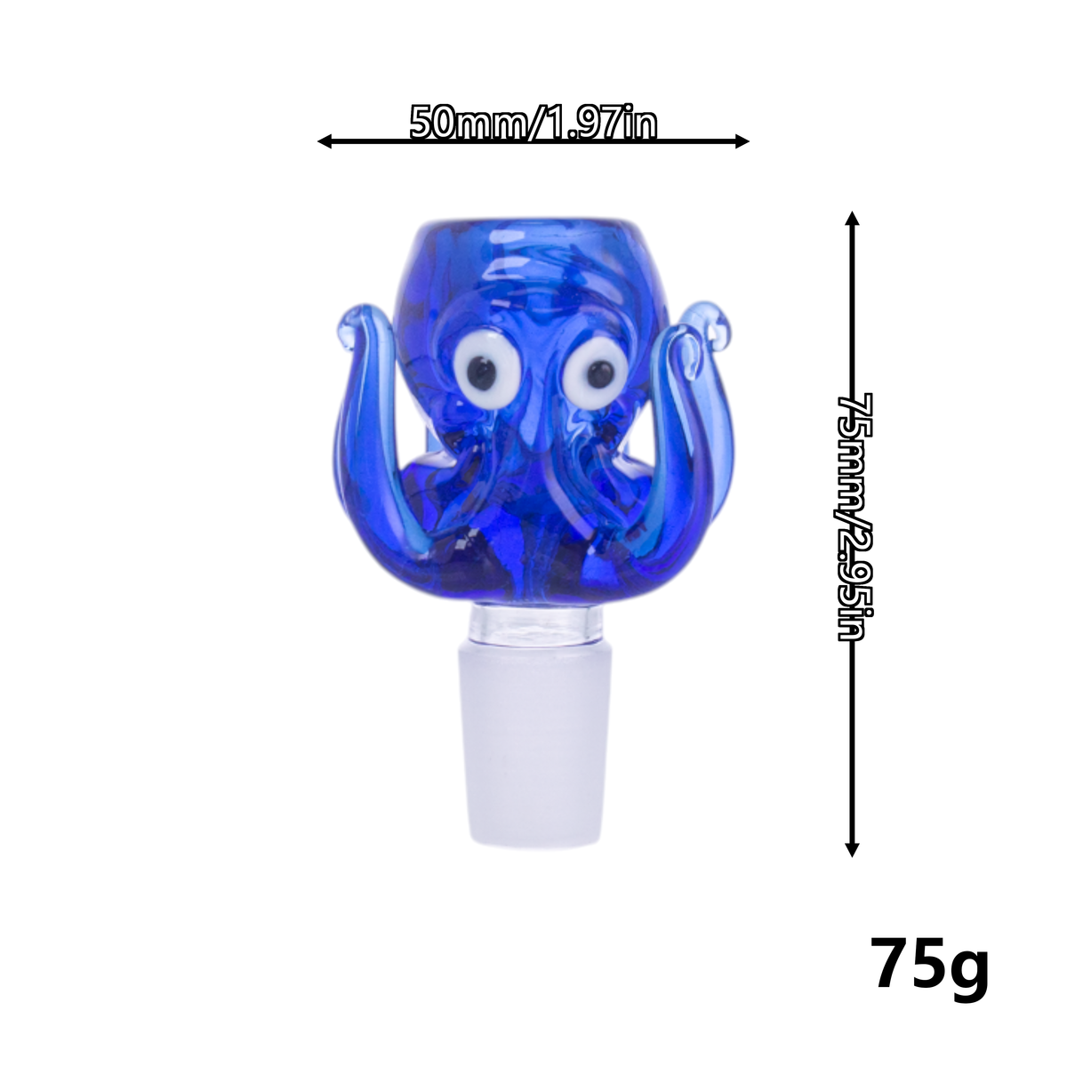 Octopus Glass Hookah Bowl, Frosted Joint, Blue/Green, PT2593
