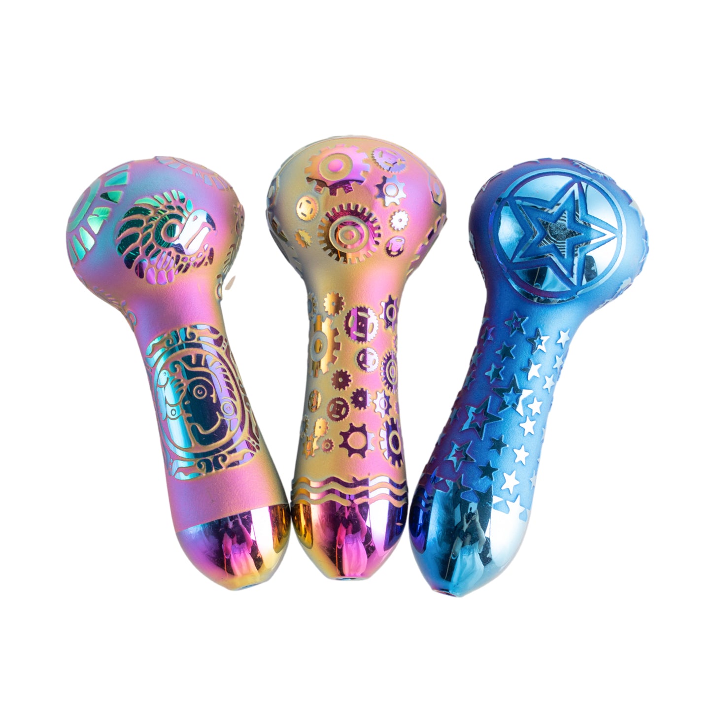 Electroplated Deep Frosted Glass Smoking Pipe YD3415（Random Color）