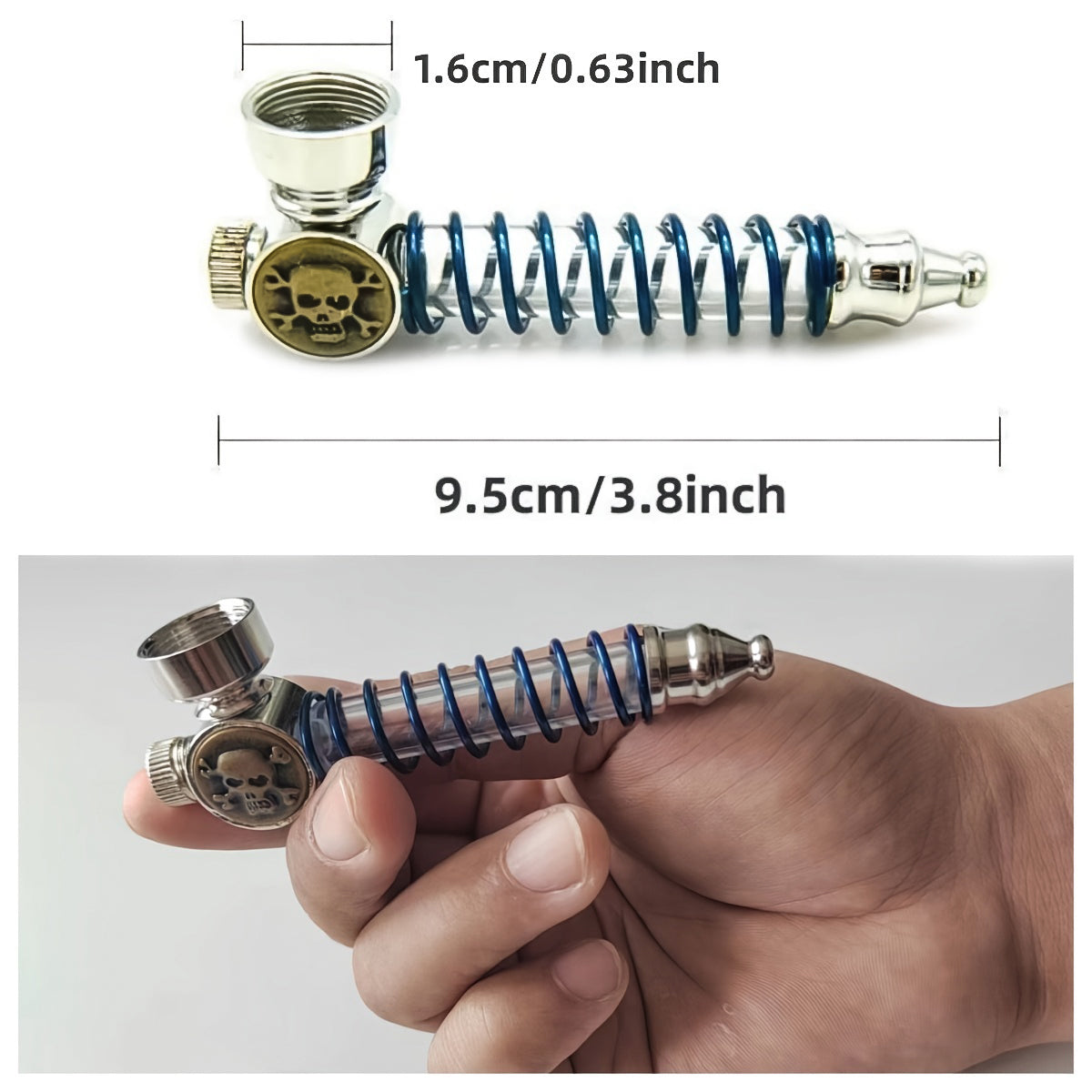 LED Metal Tobacco Pipe - 100mm Hand Pipe YD4508