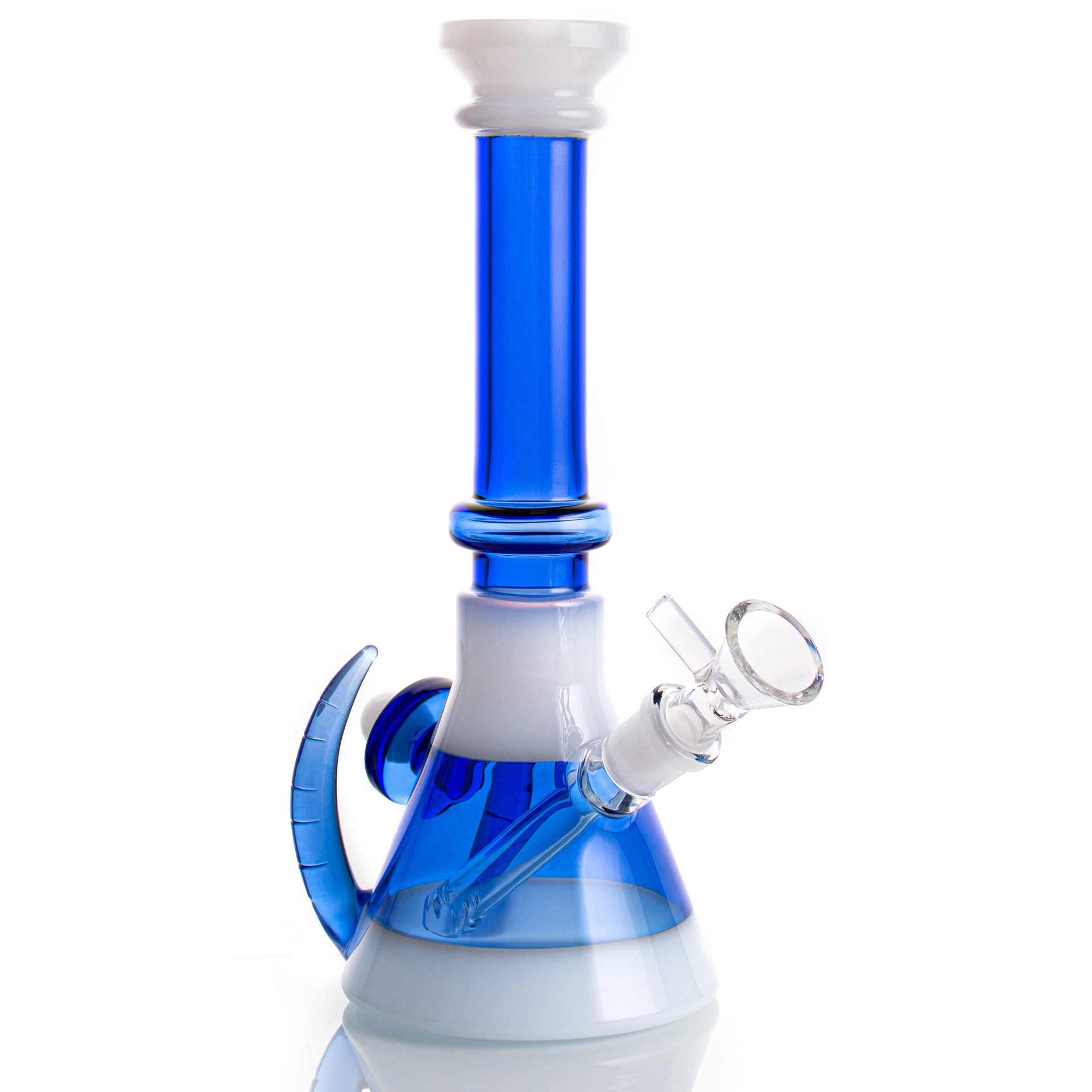 Clear/Blue) Blown Glass Perc Tobacco Water Pipe/Bong Recycler w/ 14mm Bowl