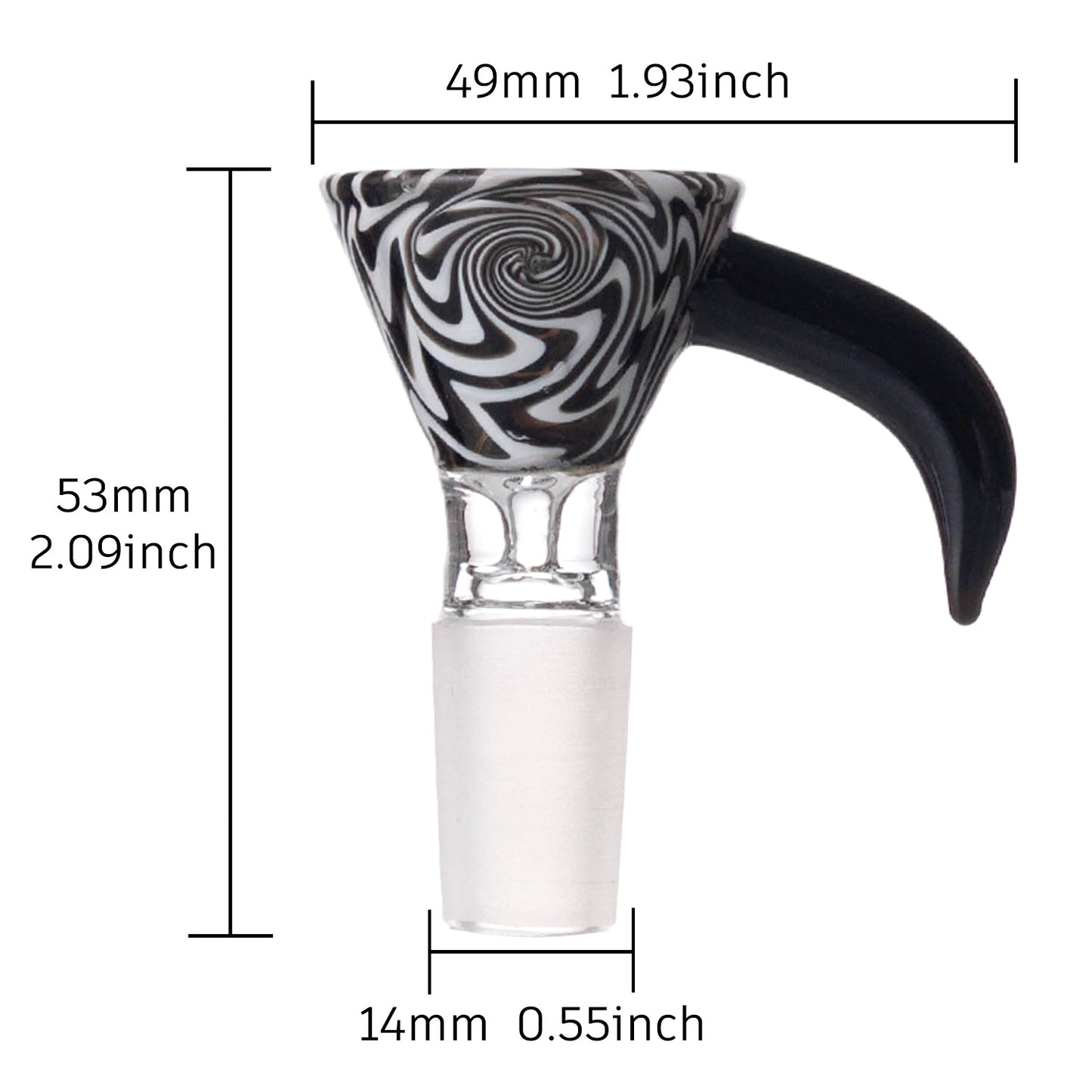 Single Horn Black Handle Glass Bowl Piece PT518
