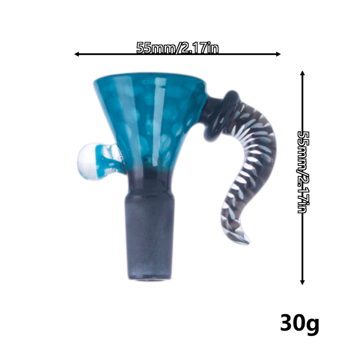 Unicorn Horn Glass Hookah Bowl, Black Joint, PT5523