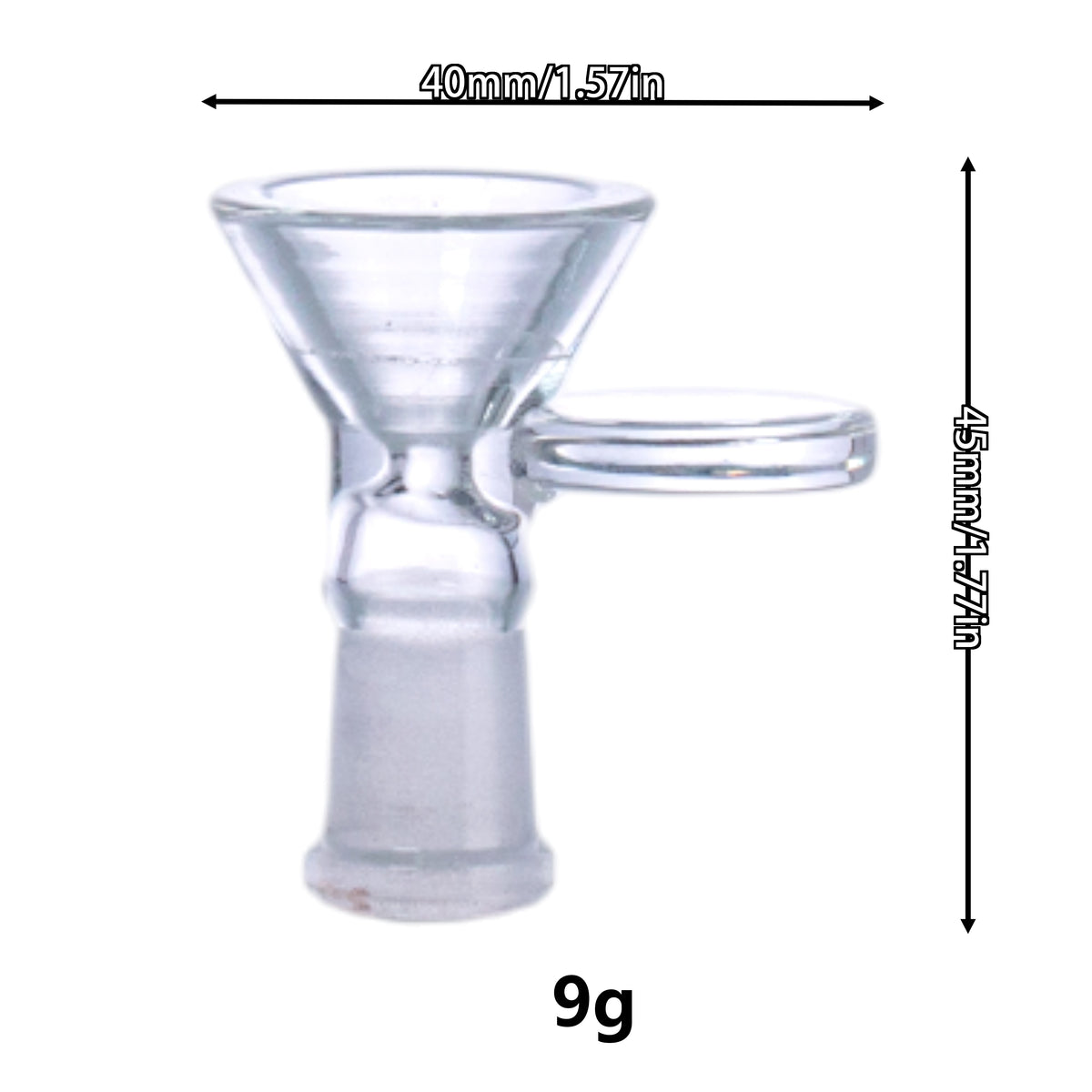 Disc Glass Hookah Bowl, 10mm Frosted Joint, Clear, PT521