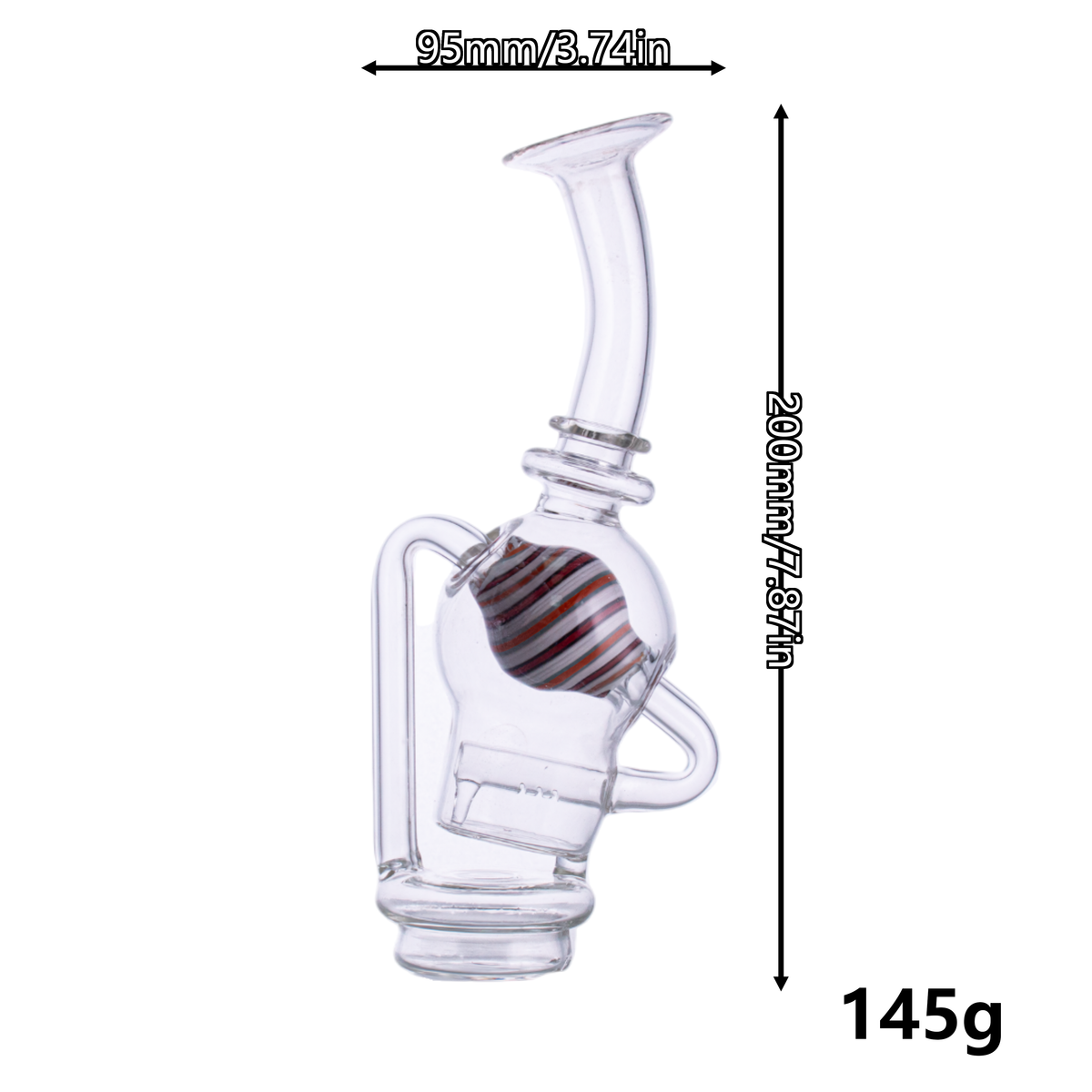 Ball-Shaped Clear Glass Attachment, Colorful Dot Design, PF131