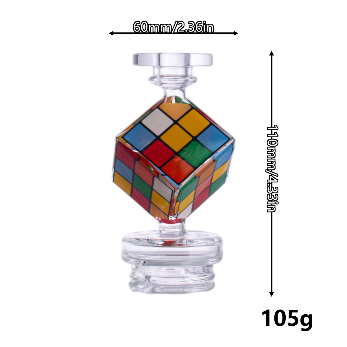 Cube-Shaped Glass Attachment, 100mm Height, 42.1mm Base, Clear, PF10292