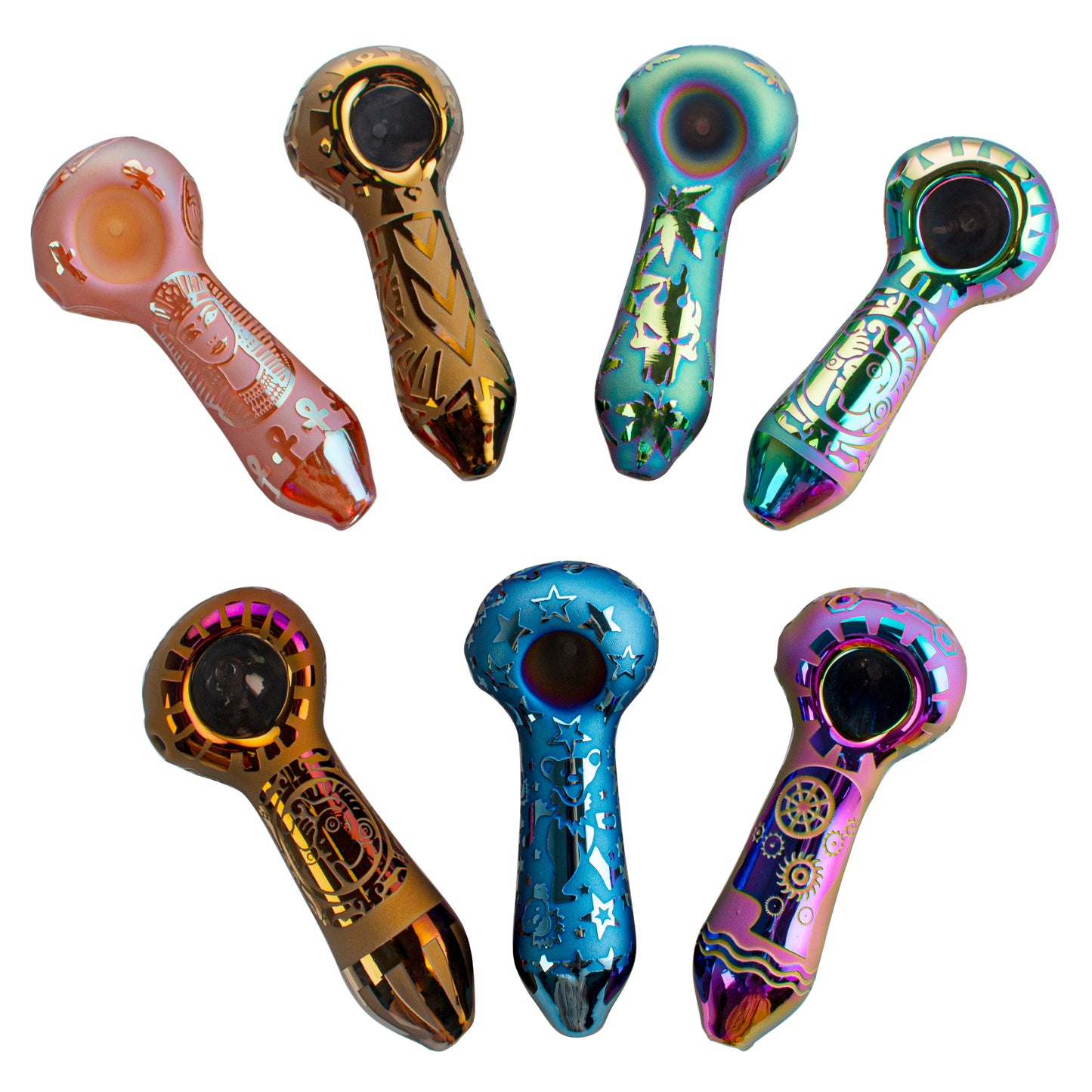 Electroplated Deep Frosted Glass Smoking Pipe YD3415（Random Color）
