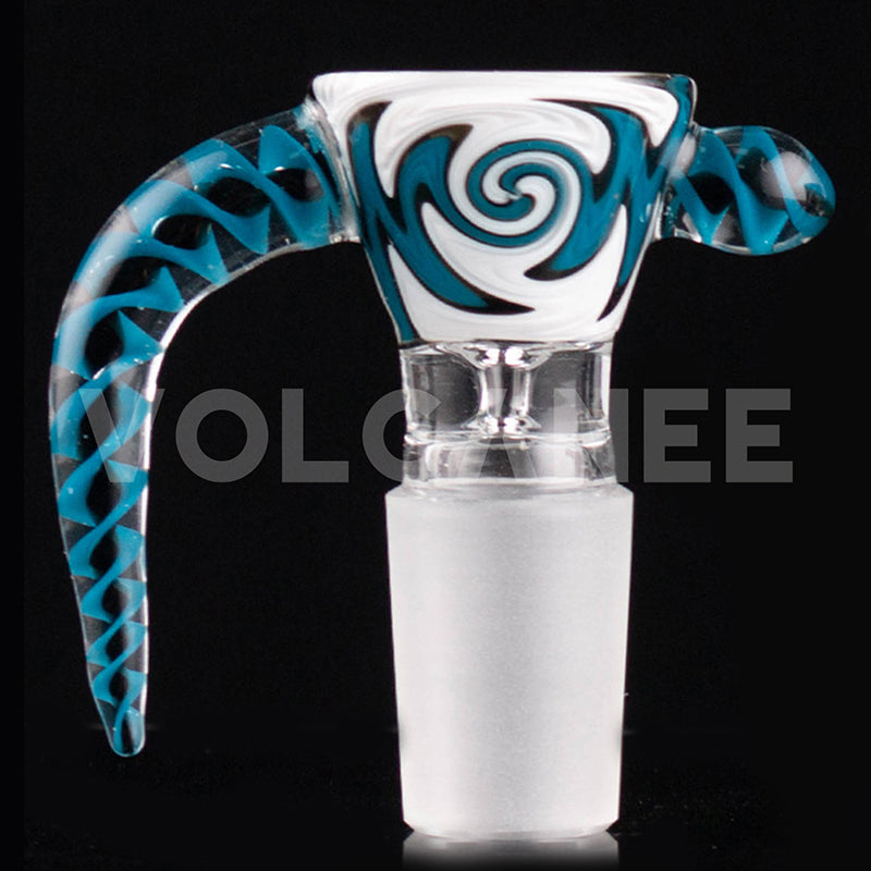 Beaded Horn Shape Glass Bowl Piece with Frosted Joint PT2674