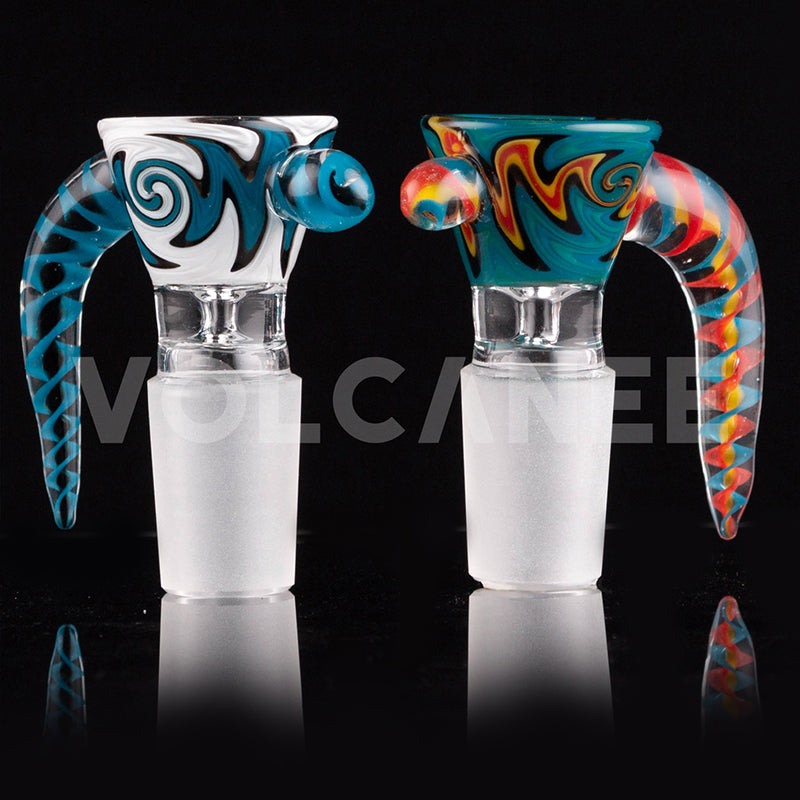 Beaded Horn Shape Glass Bowl Piece with Frosted Joint PT2674