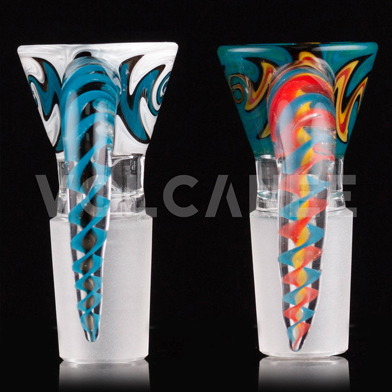 Beaded Horn Shape Glass Bowl Piece with Frosted Joint PT2674
