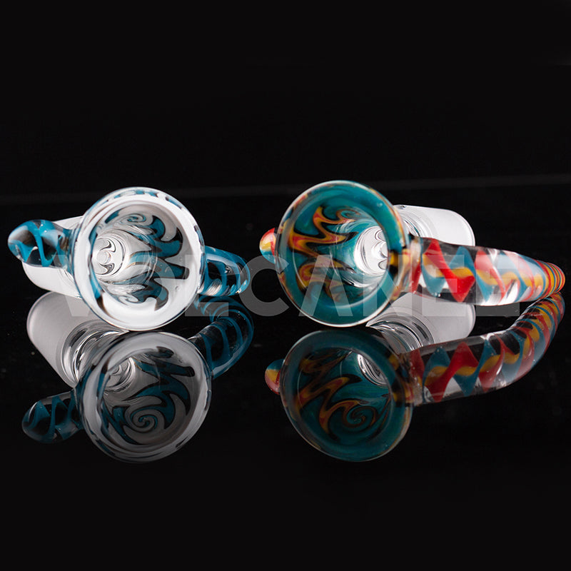 Beaded Horn Shape Glass Bowl Piece with Frosted Joint PT2674