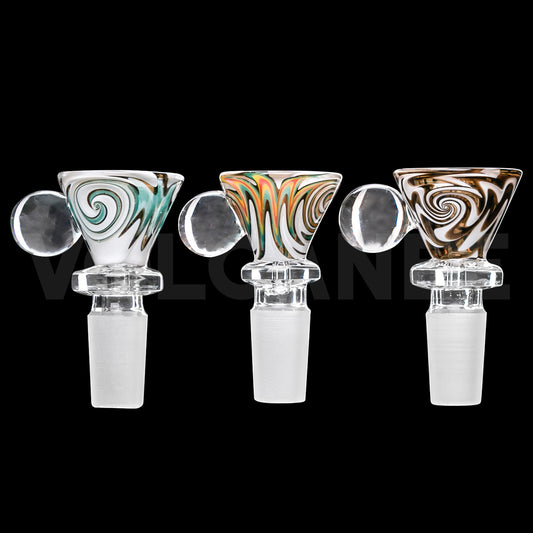 Striped Glass Bowl Piece with Frosted Joint PT270