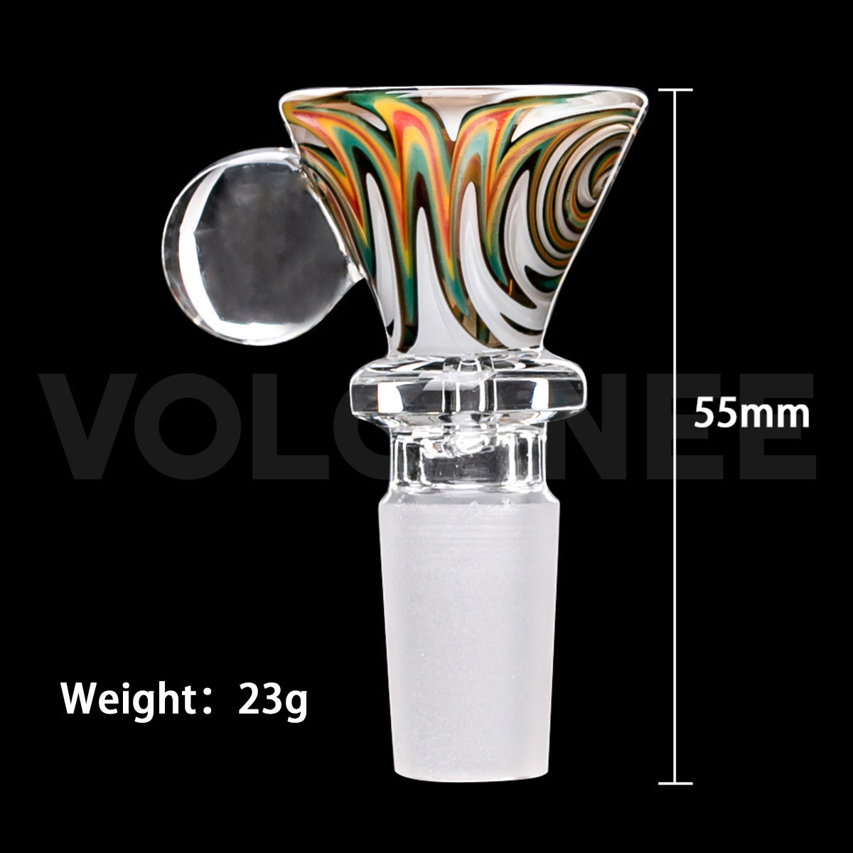 Striped Glass Bowl Piece with Frosted Joint PT270