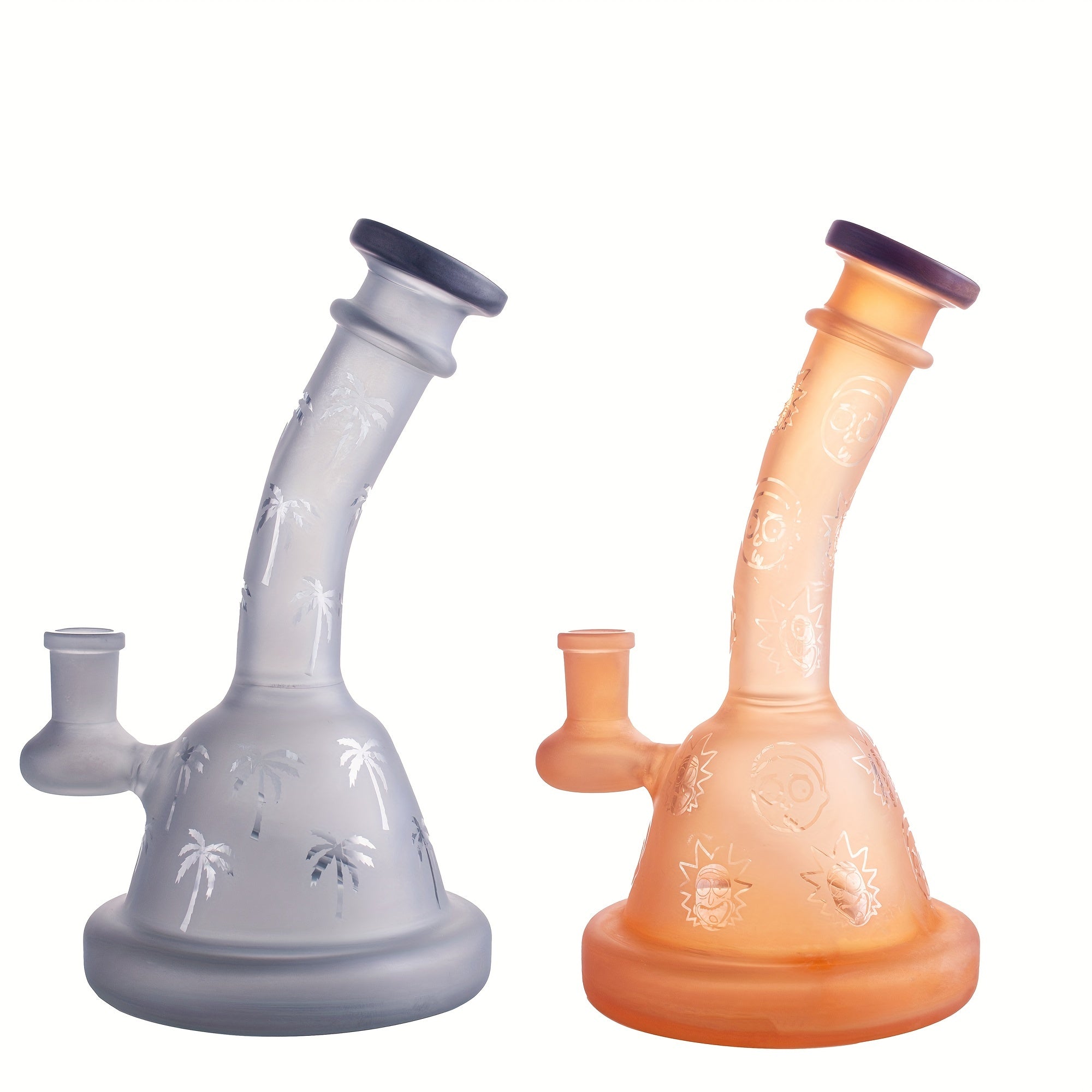 7.4'' Frosted Patterns Glass Dab Rig with 14mm Glass Bowl H4966 β Volcanee