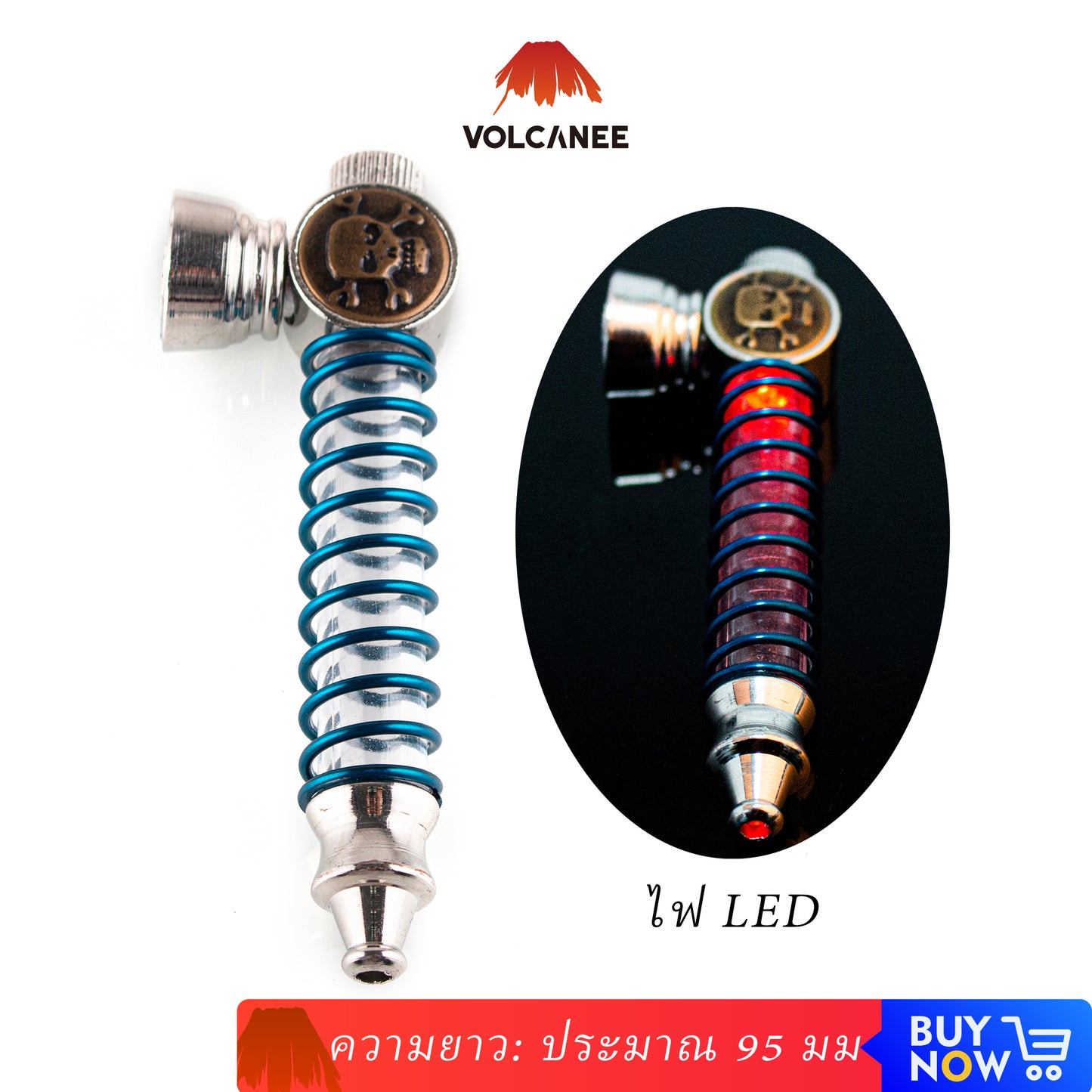 LED Metal Tobacco Pipe - 100mm Hand Pipe YD4508
