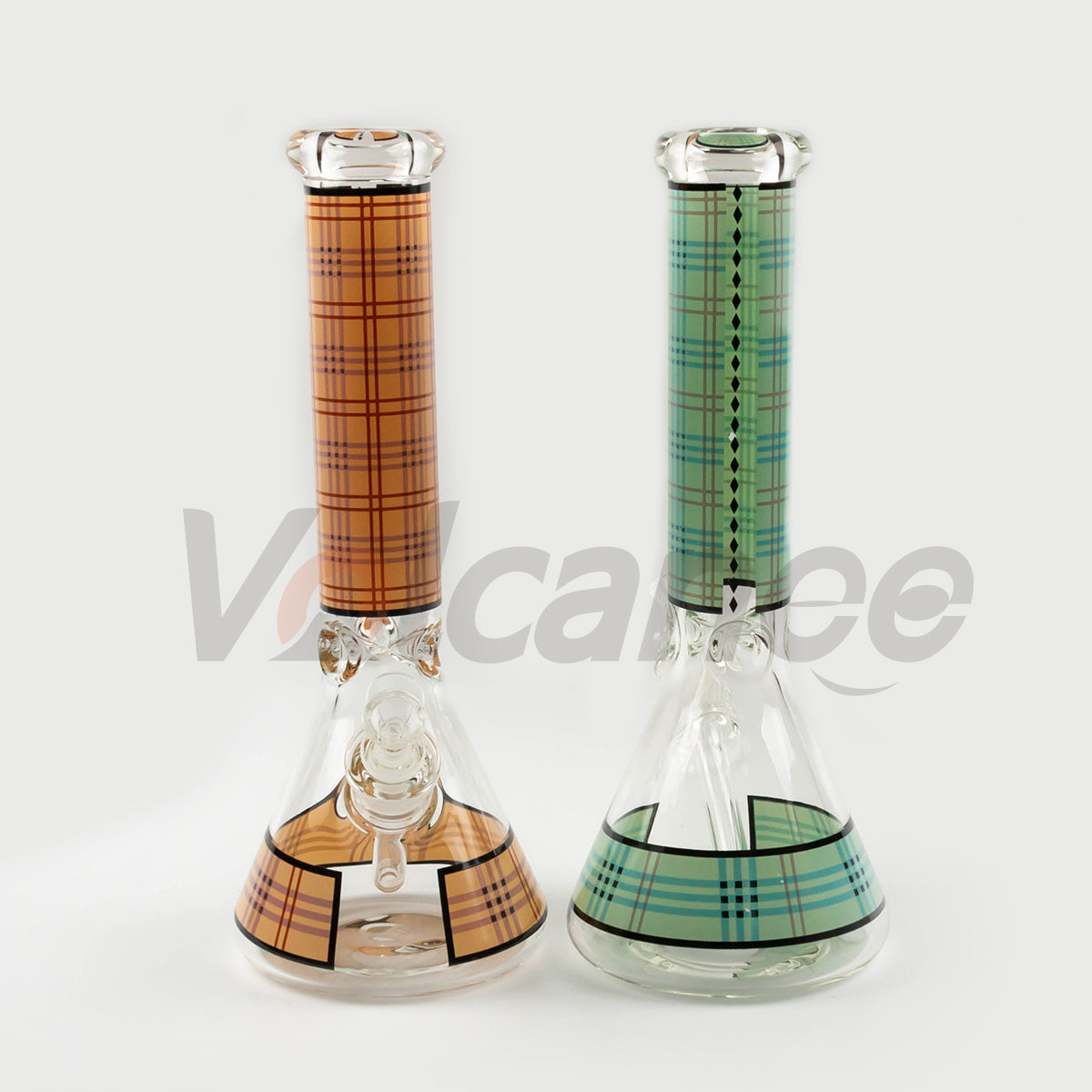 Lattice Texture Beaker Bong with Downstem and Glass Bowl